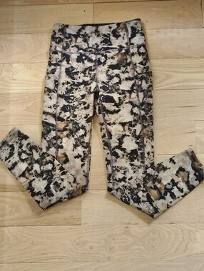 Lululemon Wunder Train High Rise Tight 25" Black Tan Pattern Leggings Size 4 EUC